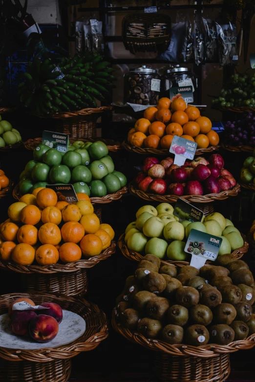 a bunch of baskets filled with different types of fruit, by Daniel Lieske, pexels, 2 5 6 x 2 5 6 pixels, brazil, multiple stories, panoramic shot