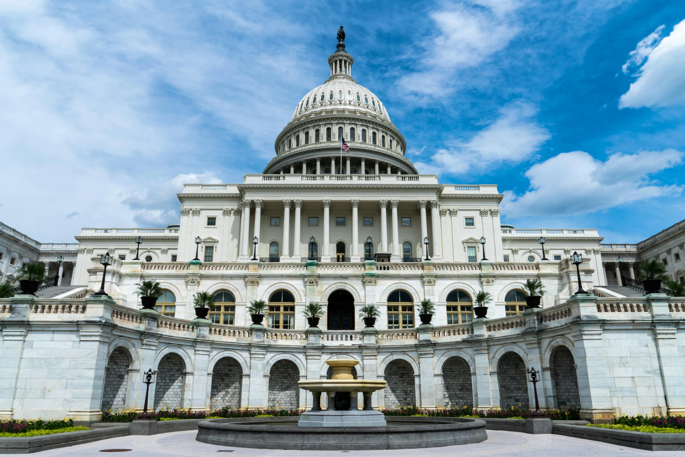 a large white building with a fountain in front of it, pexels contest winner, capitol hill, 2 5 6 x 2 5 6 pixels, politicians, inside a grand