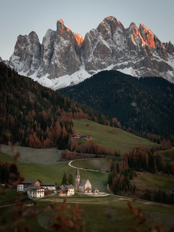 a mountain range with a church in the foreground, pexels contest winner, renaissance, medium format. soft light, top - down photo, cathedrals and abbeys, portrait photo