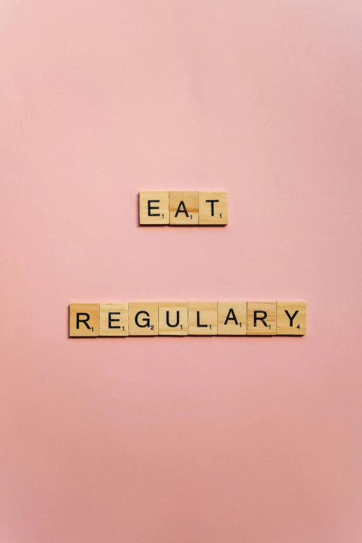 the words eat, regular, and regular spelled in scrabbles, by Ellen Gallagher, pixabay, 🎀 🧟 🍓 🧚, sculduggery, skincare, instagram post