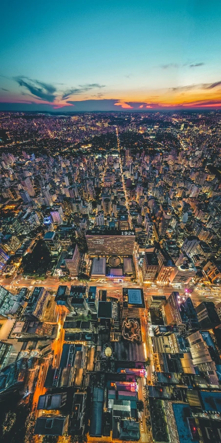 an aerial view of a city at night, by Felipe Seade, pexels contest winner, 8k detail post processing, são paulo, hdr shot, profile pic