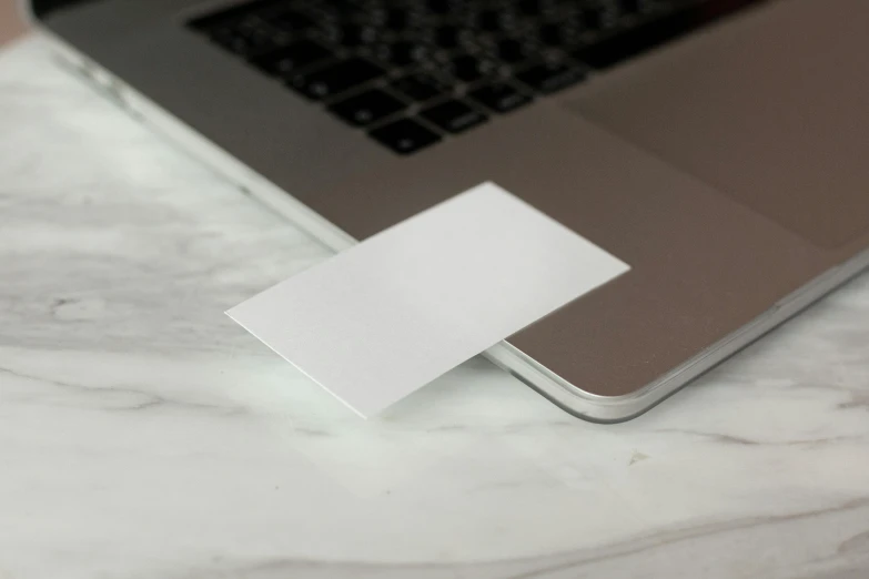 a laptop computer sitting on top of a marble table, card template, thumbnail, innovation, whitespace