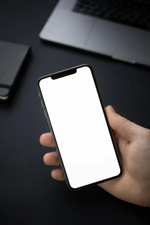 a person holding an iphone with a white screen, trending on pexels, square, ilustration, 16k resolution:0.8, clear reflection