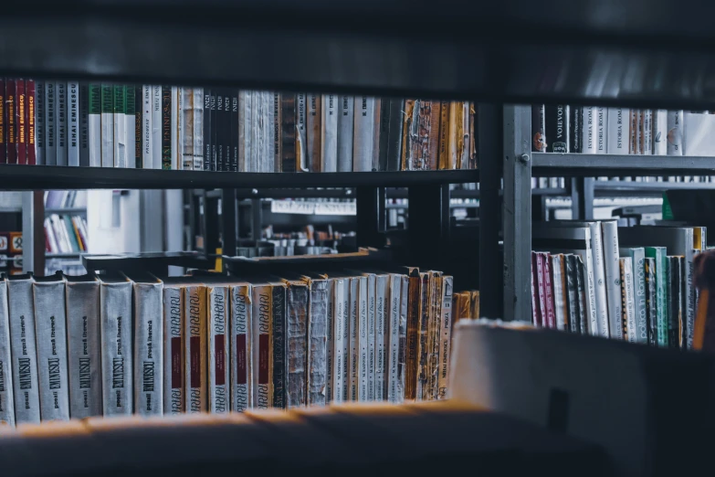 a book shelf filled with lots of books, unsplash, private press, in the distance, thumbnail, 90s photo, commercially ready