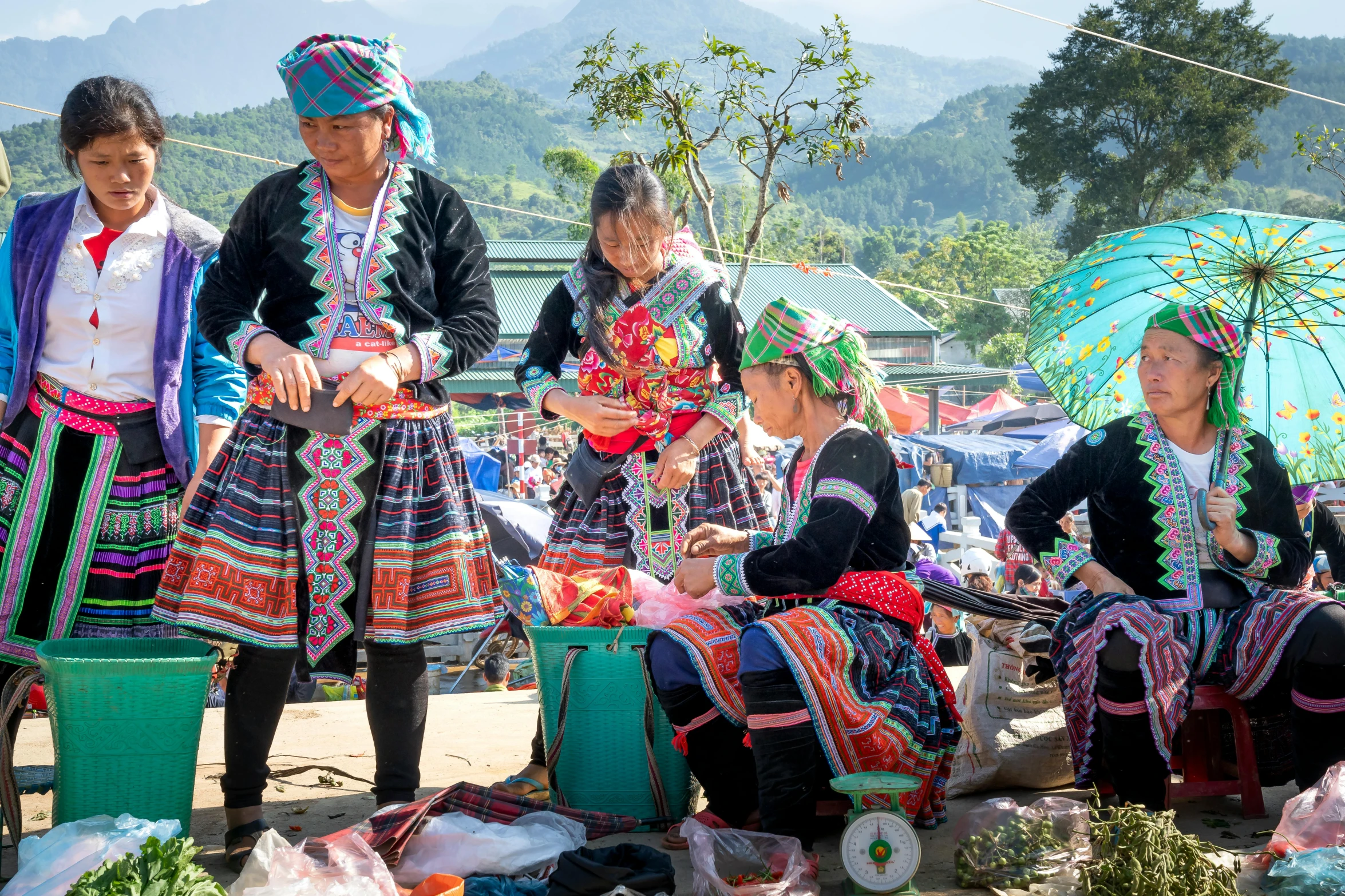 a group of women standing next to each other, by Meredith Dillman, pexels contest winner, vietnamese woman, square, tribal clothing, avatar image