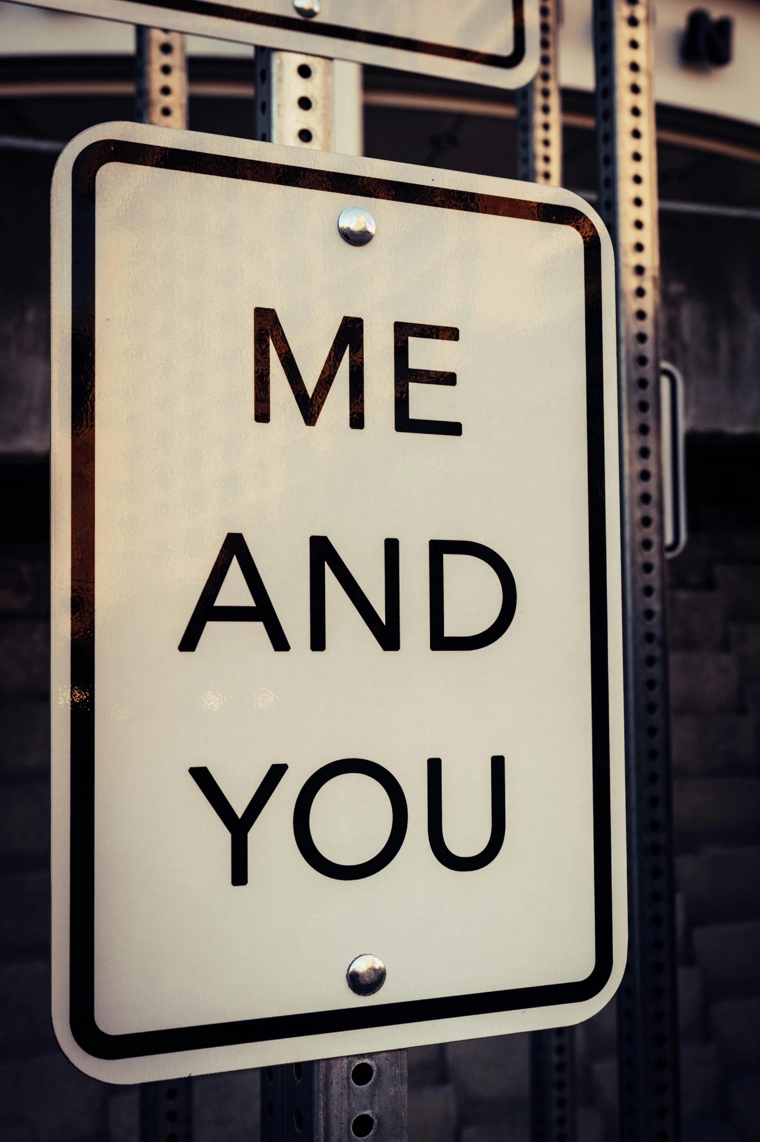 a street sign that says me and you, photo”, photograph”, digital image, large)}]