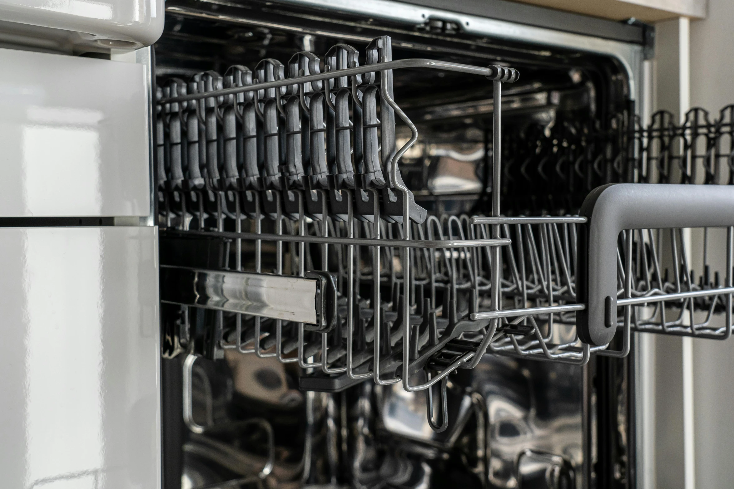 a close up of a dishwasher in a kitchen, renaissance, fan favorite, detail shots, extremely polished, wire management