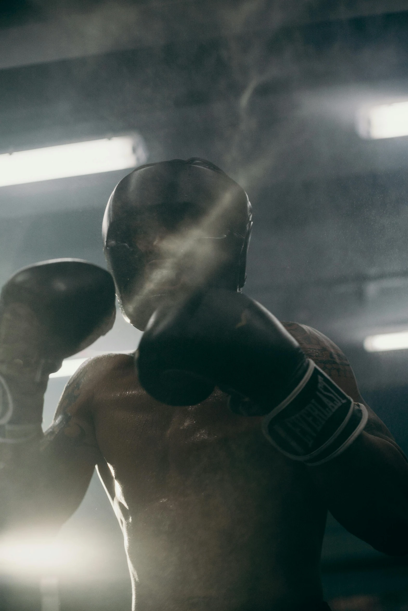 a close up of a person wearing boxing gloves, a digital rendering, pexels contest winner, happening, light dust, in a gym, movie action still frame, early in the morning
