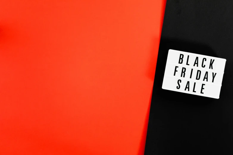 a black friday sale sign on a red and black background, a photo, by Julia Pishtar, trending on unsplash, de stijl, worksafe. instagram photo, best friends, white bg, middle close up composition