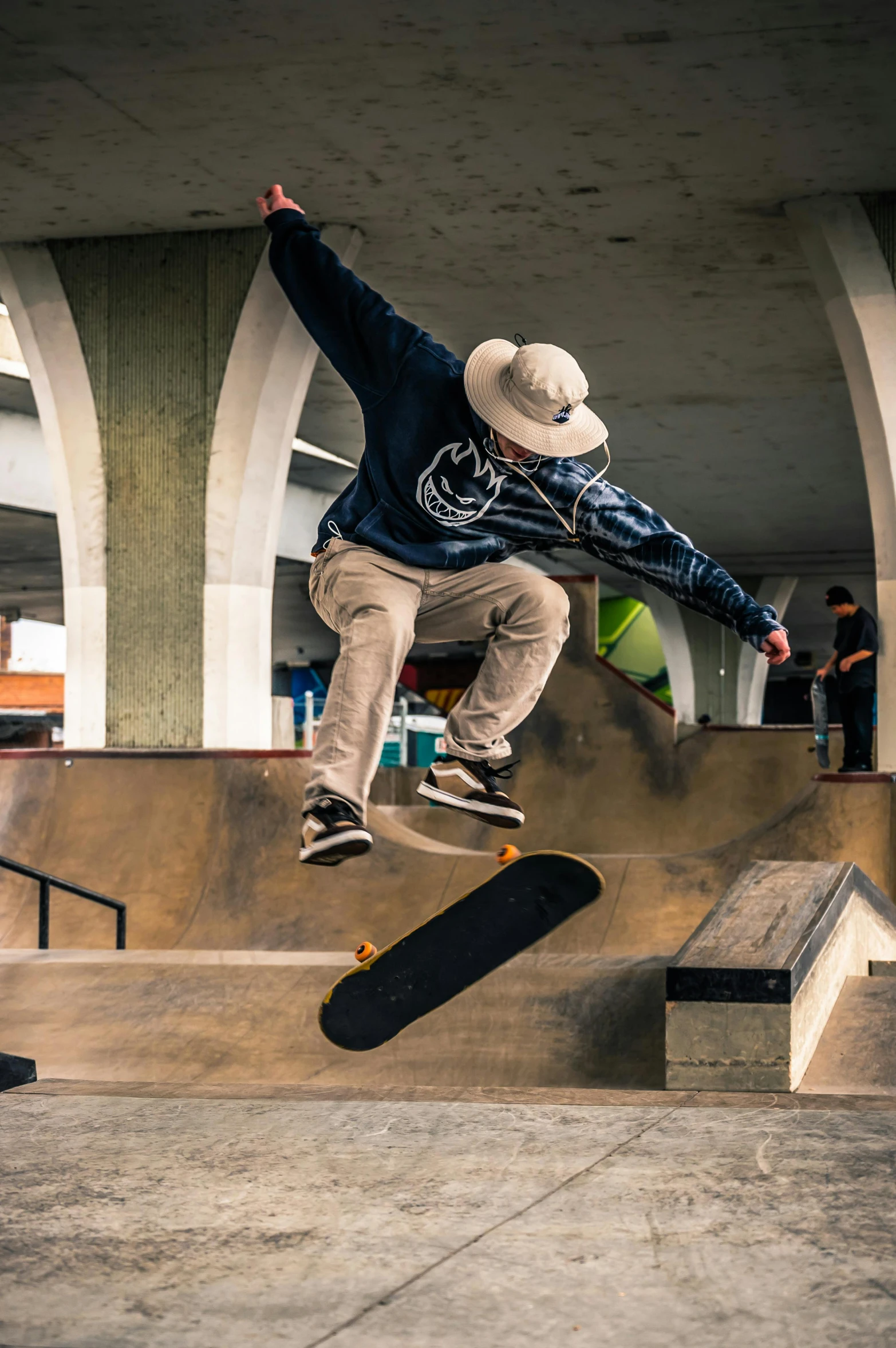 a man flying through the air while riding a skateboard, by Tom Bonson, unsplash contest winner, hyperrealism, 2 0 2 2 photo, color corrected, ultrawide shots, concert photo