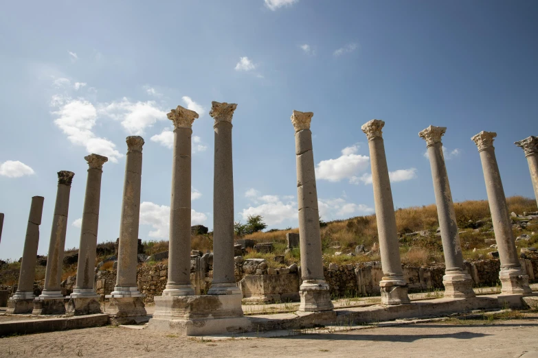 a group of columns sitting next to each other, a marble sculpture, by Edward Ben Avram, pexels contest winner, byzantine ruins, square, israel, settlement