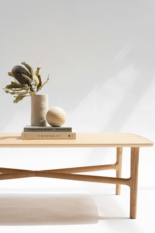 a table with a vase on top of it, award - winning details, soft-sanded coastlines, on a coffee table, manuka