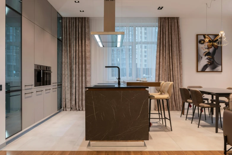 the kitchen is clean and ready for us to use, inspired by Albert Paris Gütersloh, unsplash contest winner, hyperrealism, luxury condo interior, 15081959 21121991 01012000 4k, brown, dezeen showroom