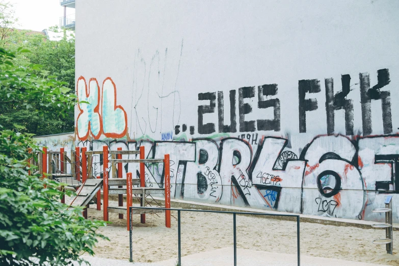 a man riding a skateboard up the side of a building, inspired by Albert Paris Gütersloh, graffiti, the beach, kids place, fess, header text”