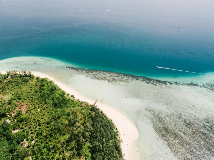 a small island in the middle of the ocean, pexels contest winner, sumatraism, beach and tropical vegetation, helicopter view, thumbnail, white sand