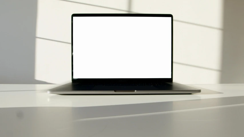 a laptop computer sitting on top of a white table, a computer rendering, pexels, natural lighting. 8 k, 4 0 9 6, glowing screen, thumbnail