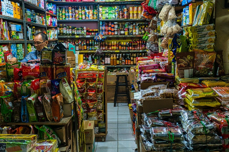 a store filled with lots of different types of food, a portrait, pexels contest winner, hyperrealism, philippines, thumbnail, full body image, peru