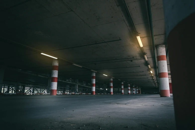 there is no image here to provide a caption for, a picture, inspired by Elsa Bleda, unsplash contest winner, concrete pillars, garage, highly detailed unreal engine, square
