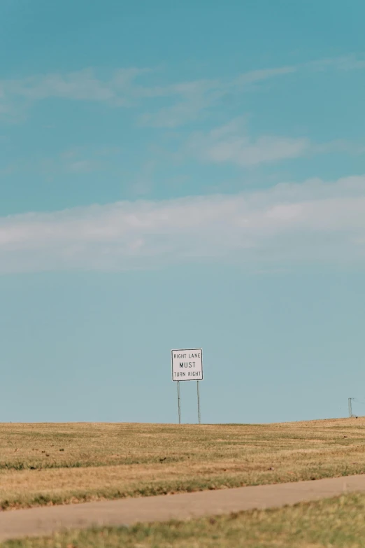 a couple of signs sitting on the side of a road, by Kristin Nelson, unsplash, postminimalism, badlands, uniform plain sky, 1 6 x 1 6, billboard image