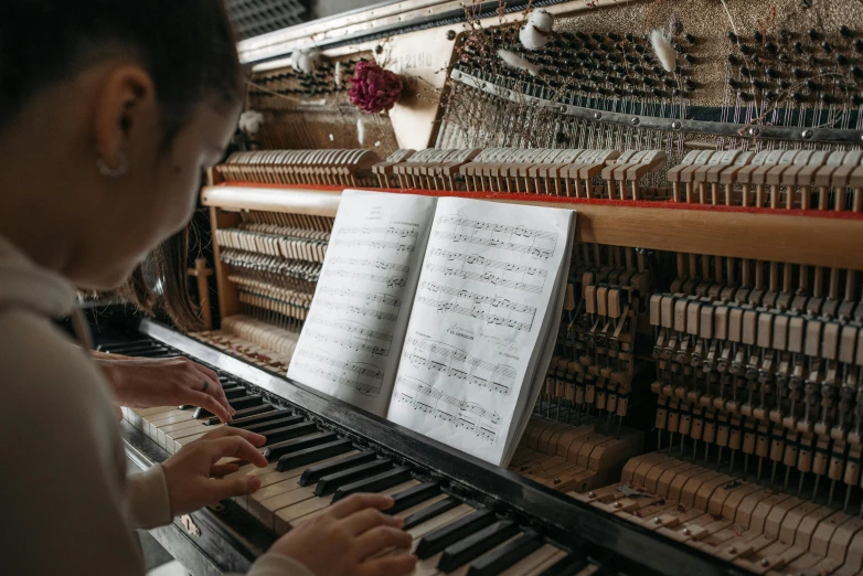 a close up of a person playing a piano, an album cover, pexels contest winner, school class, intricate and complex, 15081959 21121991 01012000 4k, portrait of small