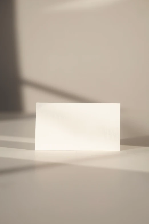 a white business card sitting on top of a table, by Daniel Seghers, unsplash, visual art, back light, made of paper, background image, sunlit