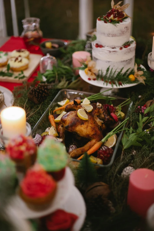 a table that has a bunch of food on it, holiday season, profile image, close-up shoot, medium angle
