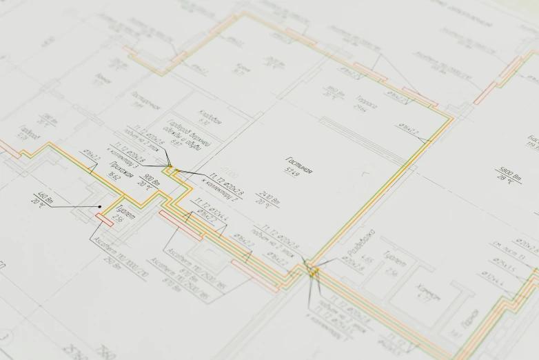a close up of a blueprint of a building, gold pipelines, coloured line art, floor plan, hq print