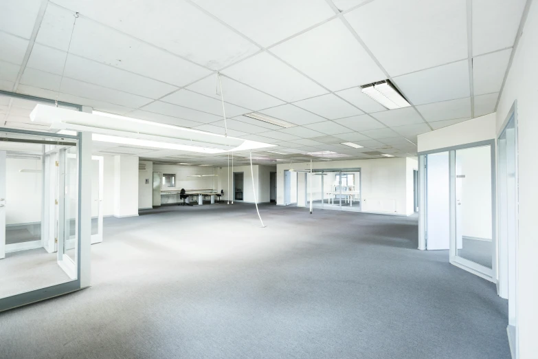 an empty office with a lot of windows, unsplash, light and space, caulfield, square, te pae, studio photo