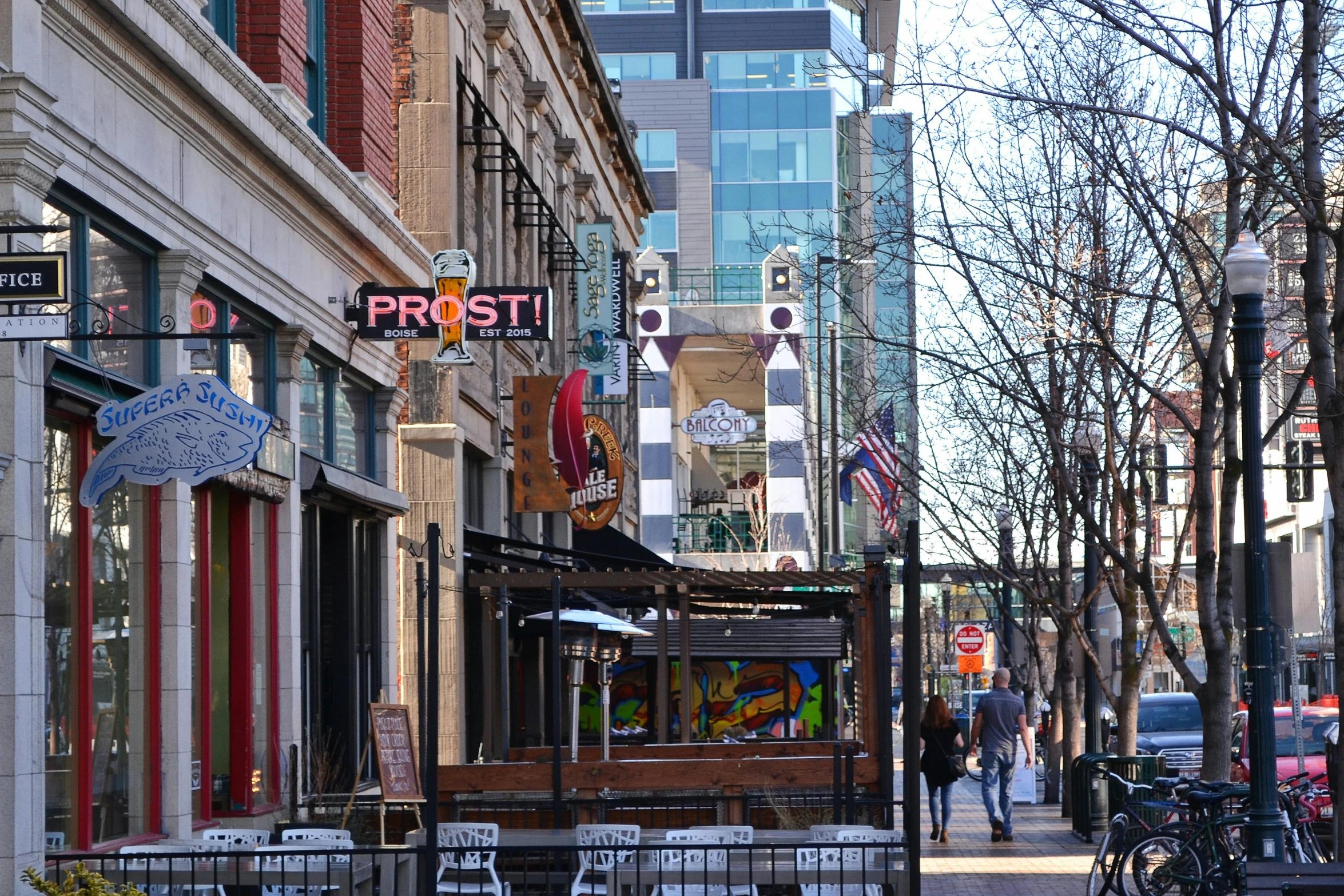 a city street filled with lots of tables and chairs, frostbite, downtown, thumbnail, arcade