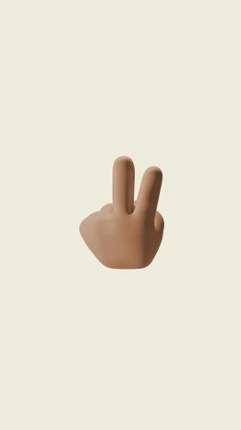 a close up of a person's hand making a peace sign, an album cover, by Isamu Noguchi, unsplash, conceptual art, clay render, light brown, 3 d vector, emoji