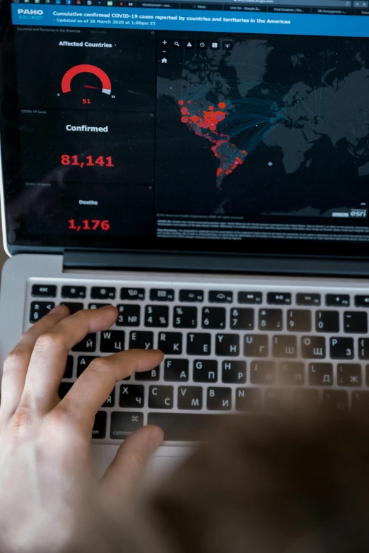 a person using a laptop computer on a desk, data visualization, cyberwars, trending on r / mapporn, ap