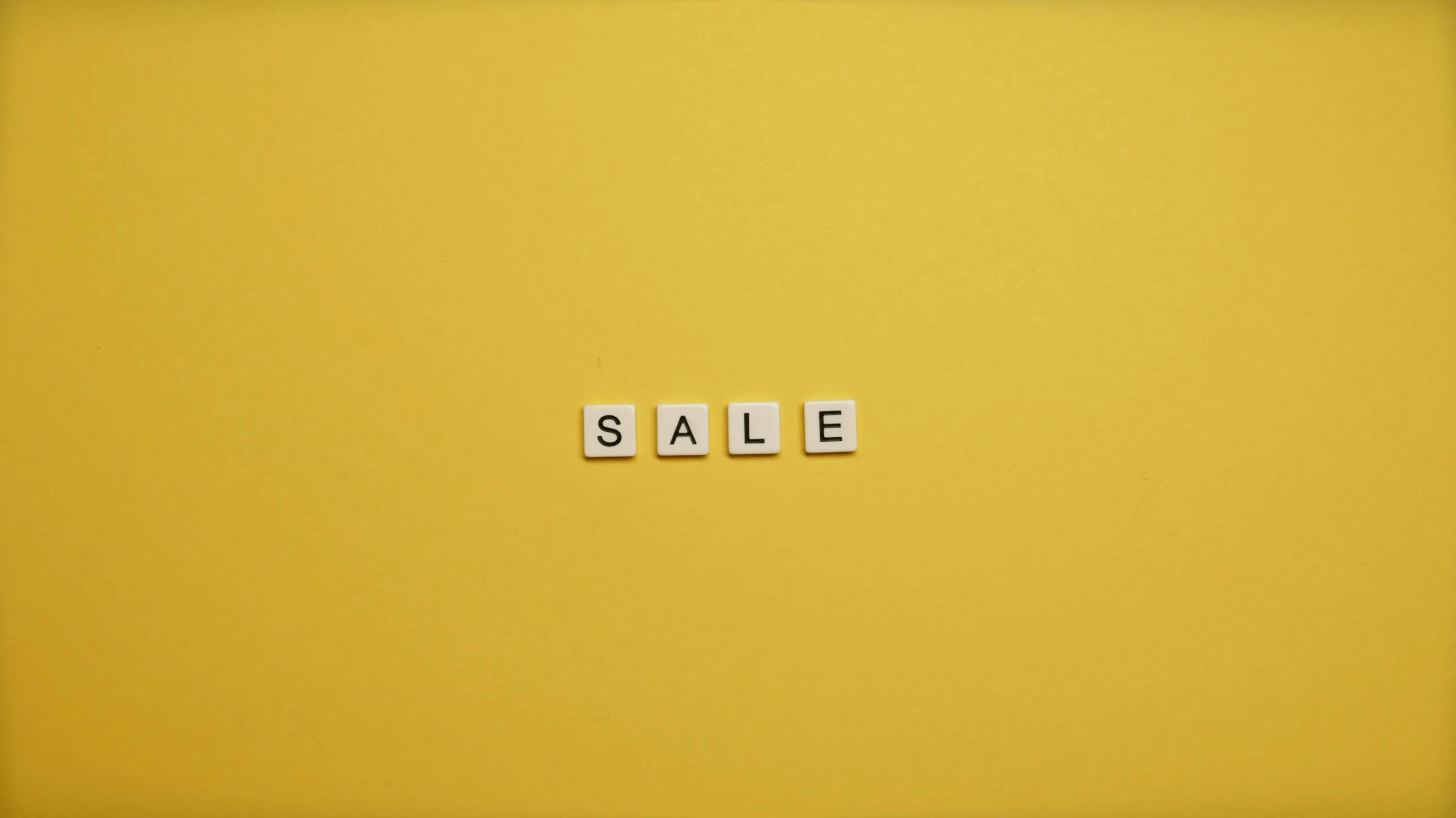 the word sale spelled in scrabbles on a yellow background, trending on unsplash, visual art, ignant, square enix, beige, advert
