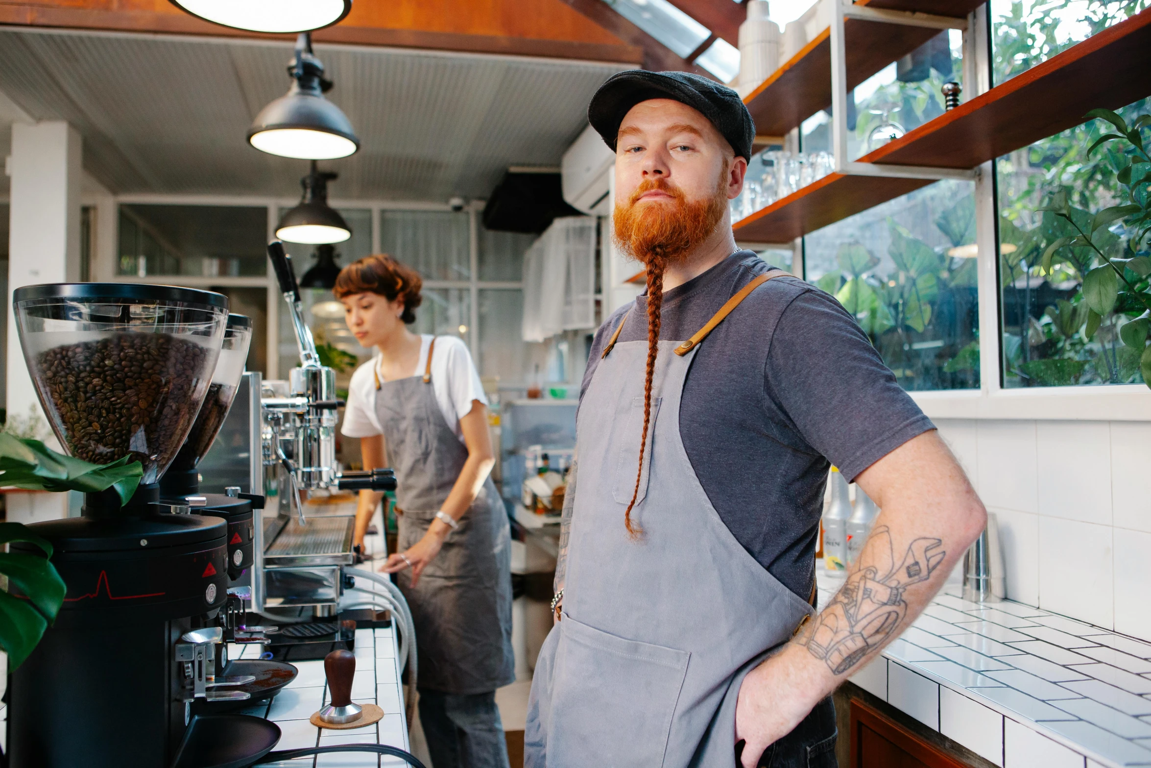 a man standing next to a woman in a kitchen, by Lee Loughridge, pexels contest winner, aussie baristas, avatar image, frontal shot, thumbnail