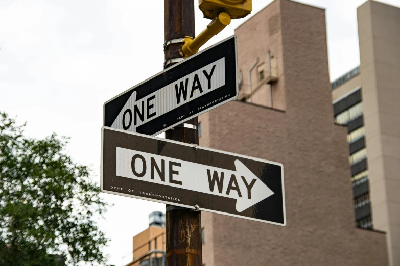 a street sign on the corner of one way and one way, trending on unsplash, trending on mentalray, new york alleyway, festivals, profile image