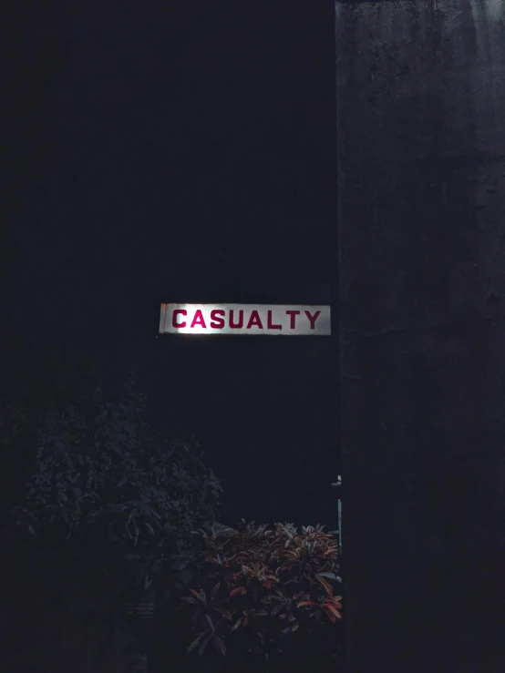 a street sign sitting on the side of a road, an album cover, inspired by Elsa Bleda, unsplash, massurrealism, insanity :7, high casualties, casual clothing, ( ( ( in a dark