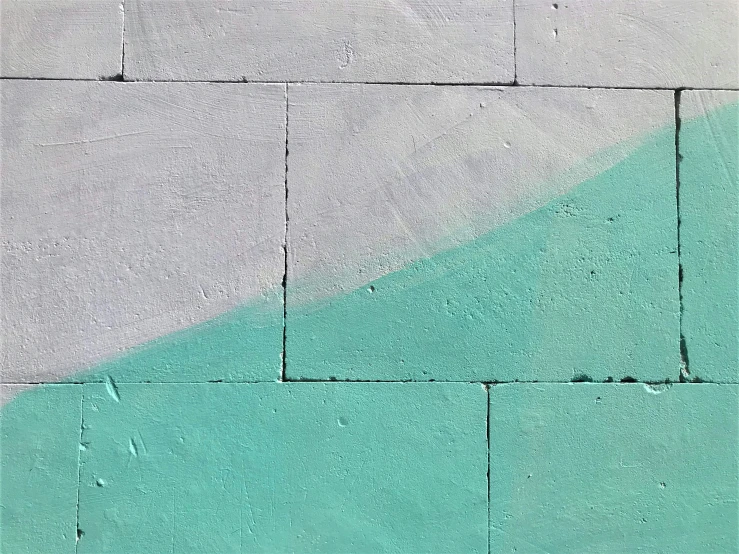 a fire hydrant sitting on the side of a brick wall, a minimalist painting, inspired by Malevich, unsplash, concrete art, seafoam green, two - tone, (abstract), made of cement