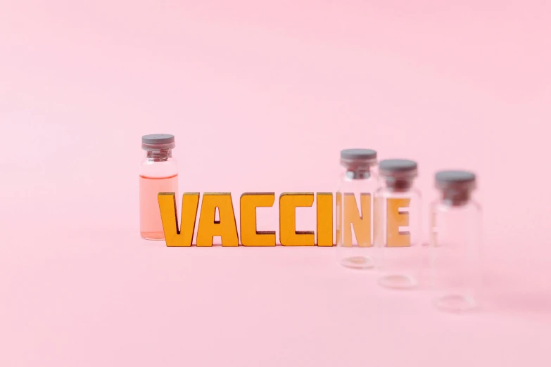 three vials filled with vaccine sitting next to each other, an album cover, shutterstock, pink vibe, profile pic, fan favorite, pink