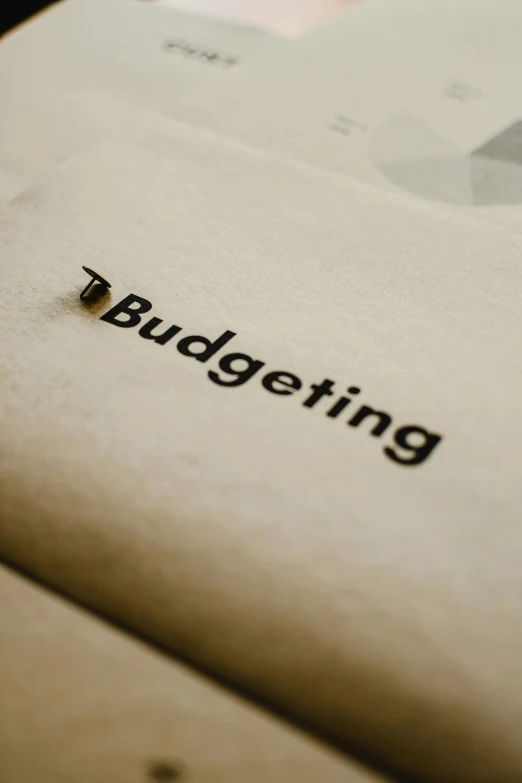 a piece of paper with the word budget written on it, trending on unsplash, thumbnail, tan, subgenius, buddhist