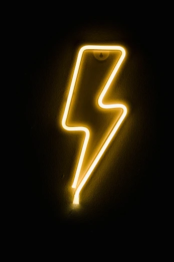 a neon sign with a lightning bolt on it, inspired by Bruce Nauman, trending on pexels, yellow flash, rembrandt lightning, low detail, crackling black lightning