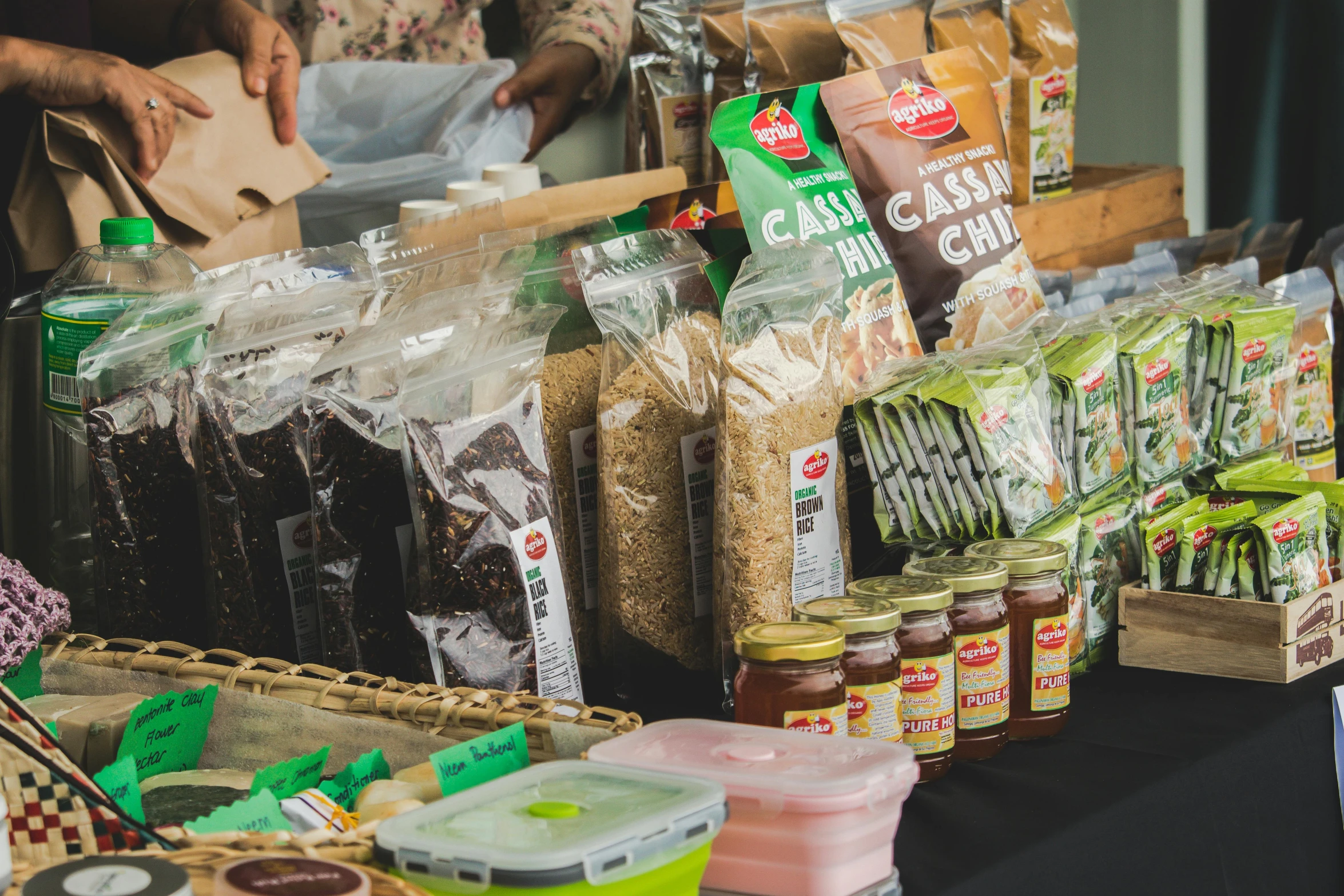 a table topped with lots of different types of food, by Daniel Lieske, pexels, lots of jars and boxes of herbs, shopping carts full of groceries, thumbnail, salsa vendor