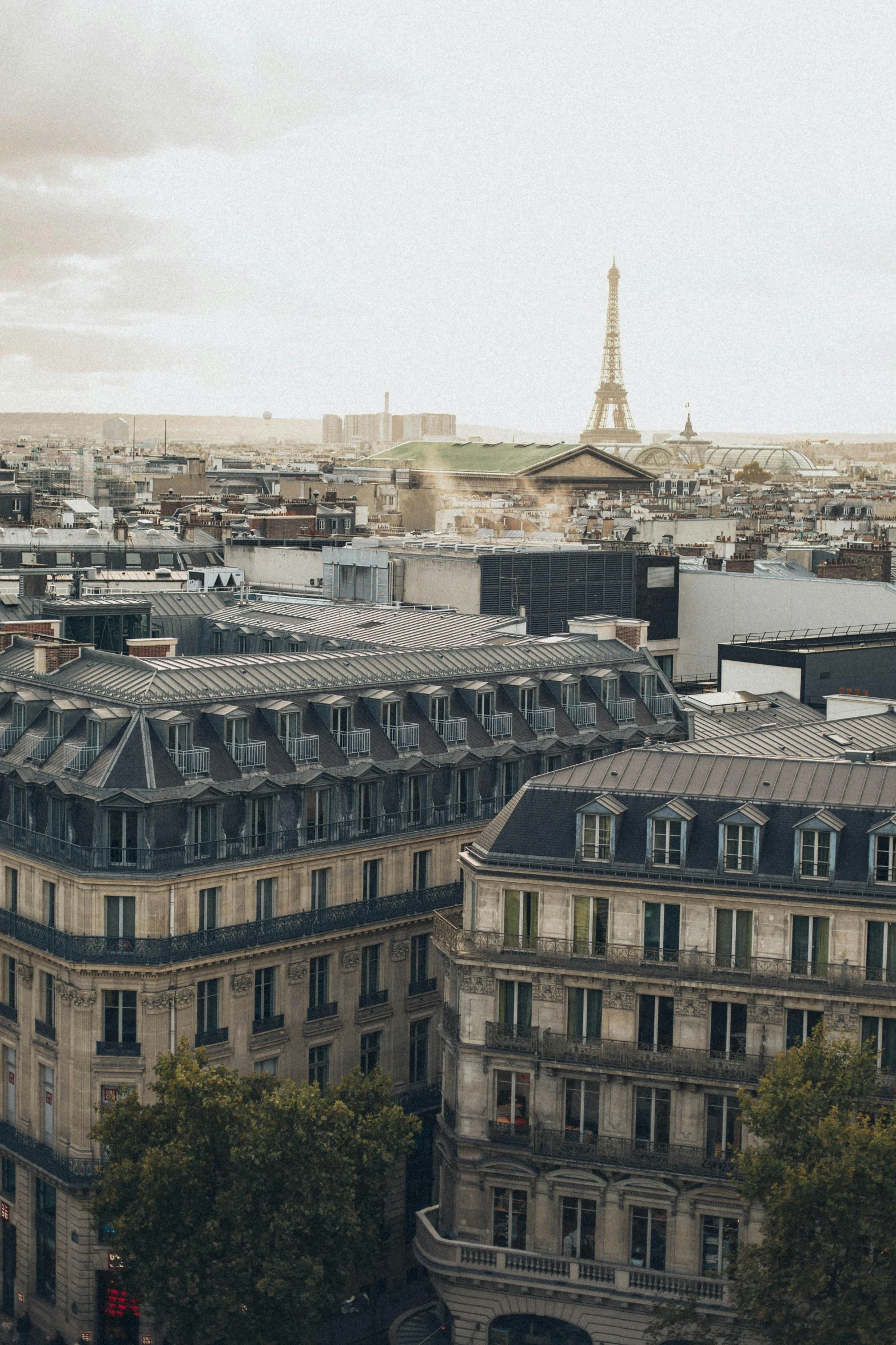 a view of the eiffel tower from the top of a building, a matte painting, trending on unsplash, paris school, pantheon, shot from roofline, 8k resolution”, high angle shot