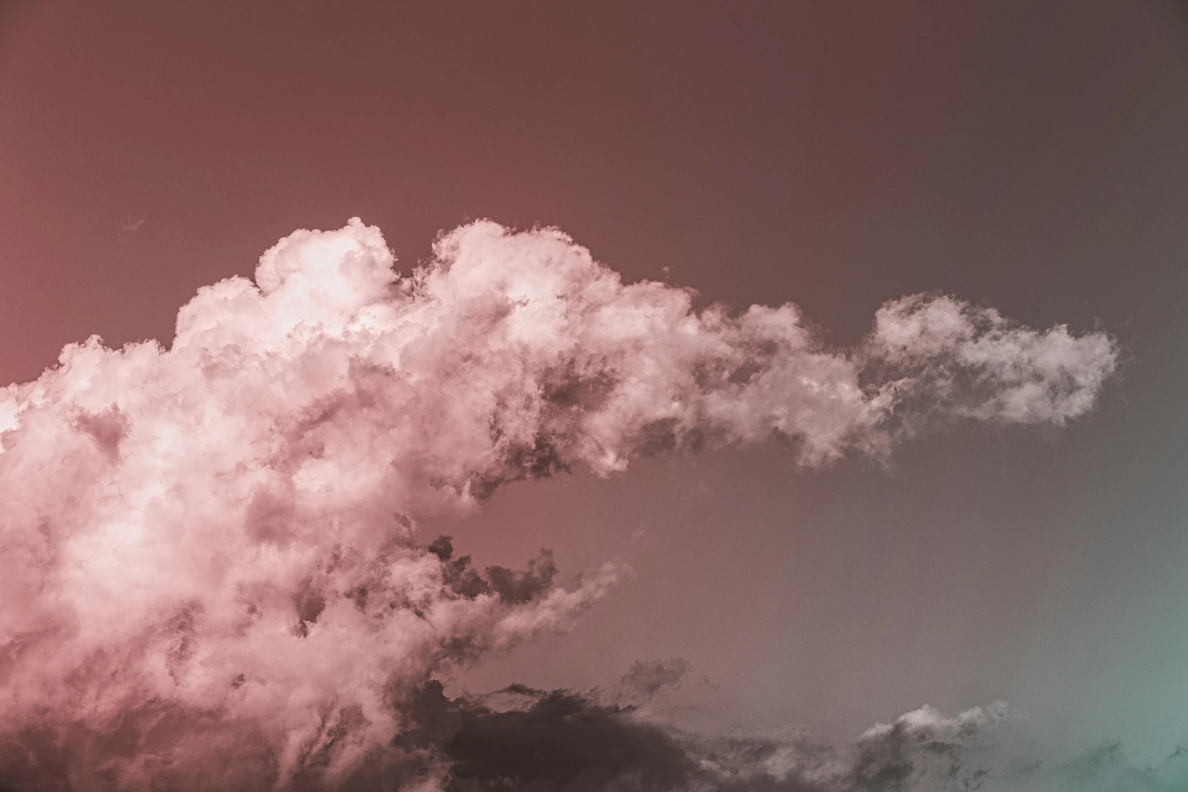 there is a large cloud in the sky, unsplash contest winner, romanticism, gradient white to red, pollution, desaturated, pink