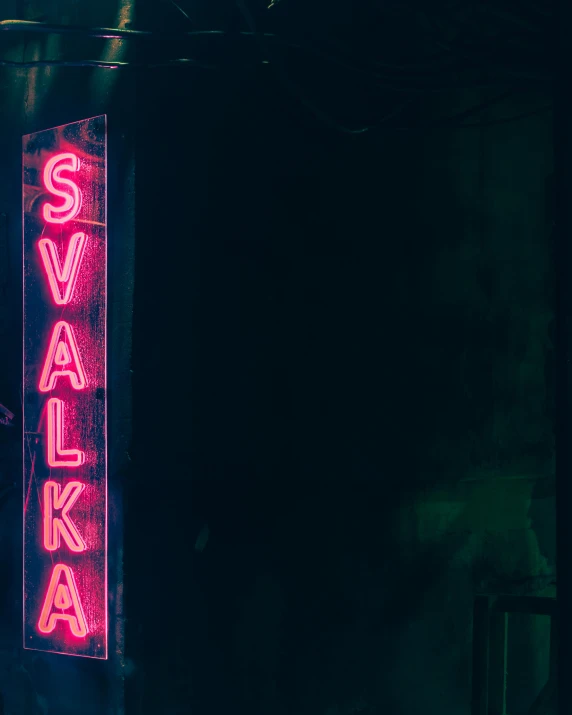 a neon sign hanging from the side of a building, inspired by Elsa Bleda, unsplash contest winner, the entrance of valhalla, smug smirk, kalevala, stalker