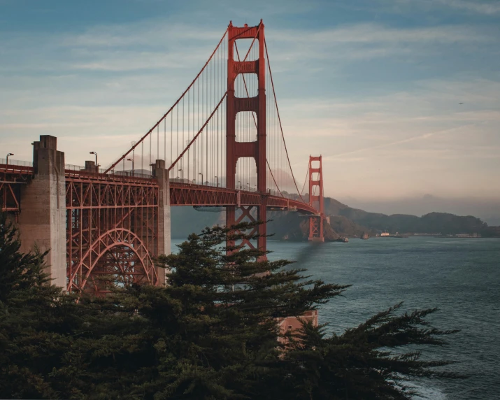 the golden gate bridge in san francisco, california, pexels contest winner, 🦩🪐🐞👩🏻🦳, old color photograph, background image, a high angle shot