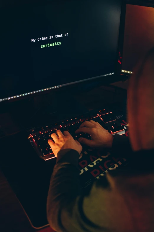 a man sitting in front of a laptop computer, a computer rendering, by Everett Warner, unsplash, hacking into the mainframe, tournament, dark bg, instagram picture