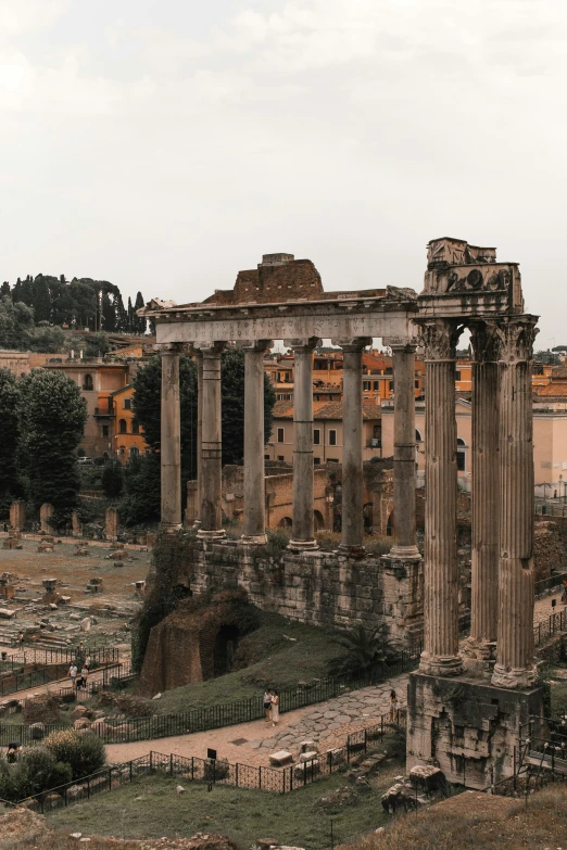 a view of the ruins of a roman city, pexels contest winner, neoclassicism, square, trending on vsco, fall season, 8k resolution”