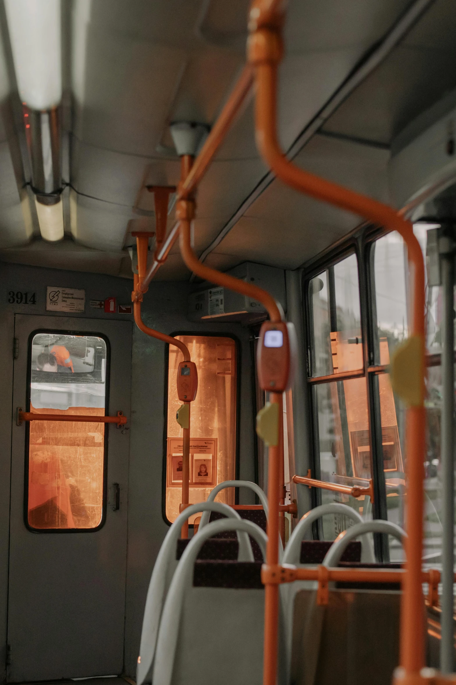 there is no image here to provide a caption for, by Attila Meszlenyi, orange line, copper, interior shot, controls