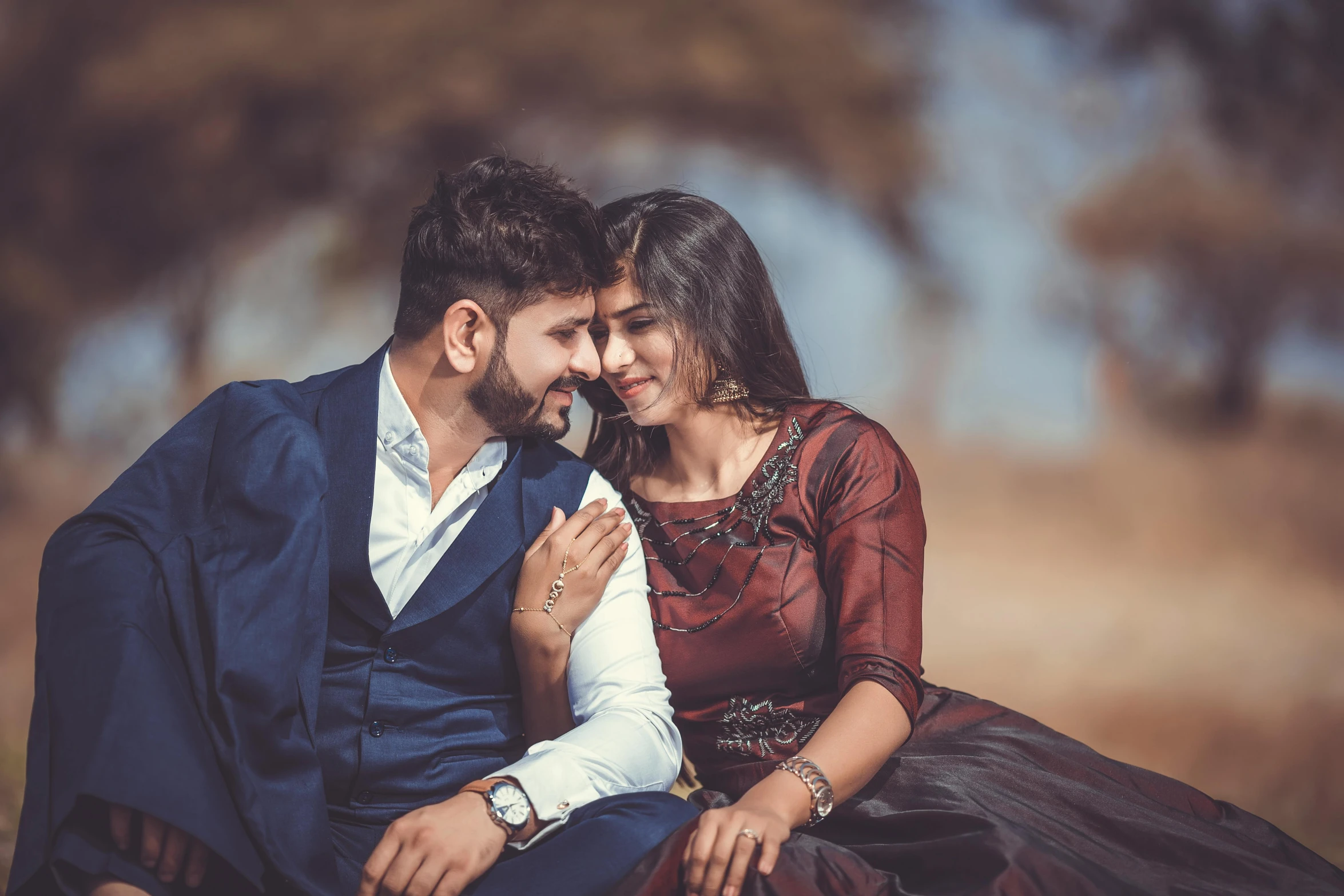 a man and a woman sitting next to each other, a picture, pexels contest winner, romanticism, indian, 15081959 21121991 01012000 4k, square, embracing