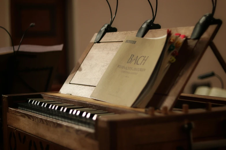 a piano with a book sitting on top of it, boch, as well as scratches, 15081959 21121991 01012000 4k, in church