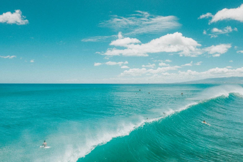 a man riding a wave on top of a surfboard, unsplash contest winner, fine art, turquoise ocean, lined up horizontally, australian beach, cerulean blue